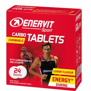 Enervit E.SPORT Carb Tablets (sitron) kartong 24 stk. tabletter.