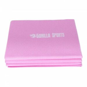 Gorilla Sports Yogamatta Vikbar 173x61cm - Grå Rosa