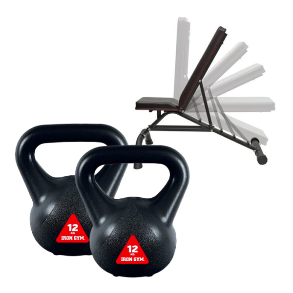 Iron Gym Kettlebells inkludert benk