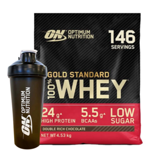 Optimum Nutrition 100% Whey Gold Standard Myseprotein 4545 g + Optimum Shaker 900 ml