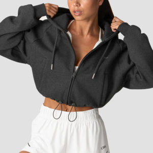 Everyday Cropped Zip Hoodie Wmn