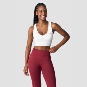 Ribbet Seamless Cropped Trenings-topp Hvit