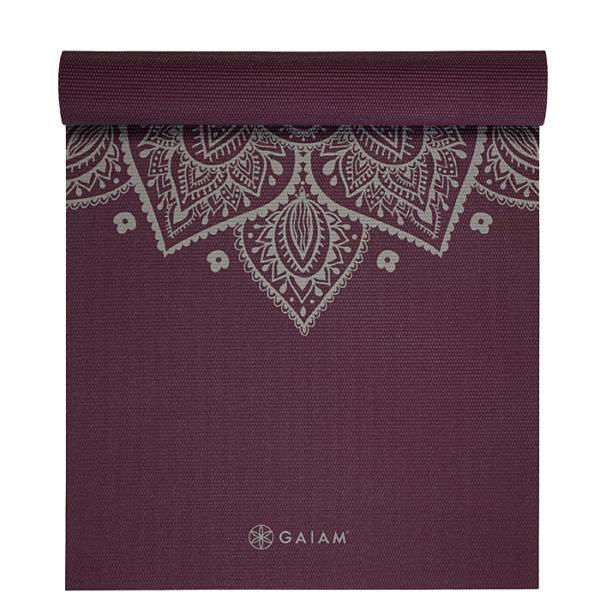 Gaiam Midnight Plum Sundial Flower Yoga Mat 5 mm