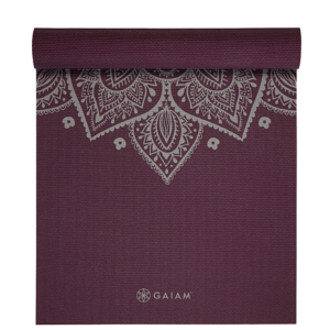 Gaiam Midnight Plum Sundial Flower Yoga Mat 5 mm