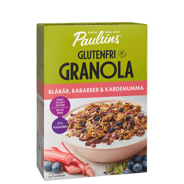 Glutenfri Granola Blåbær Rabarbra Kardemomme 350 g