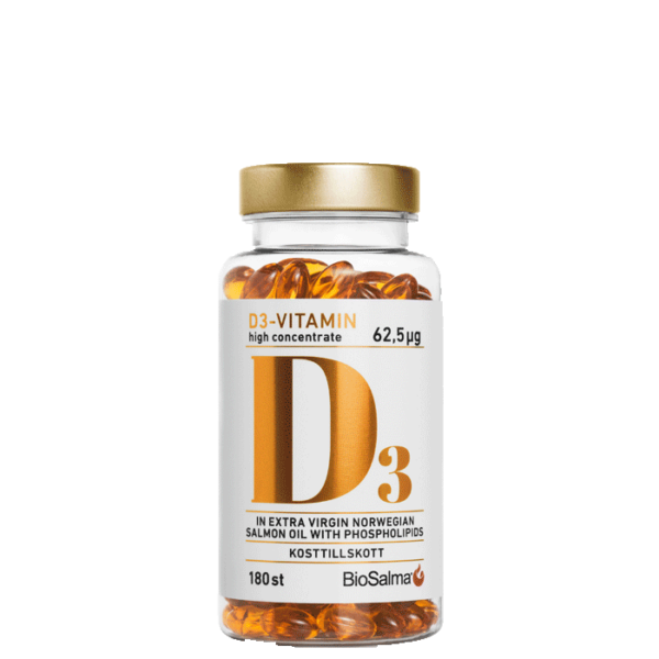 Vitamin D3 + Lakseolje 180 kapsler