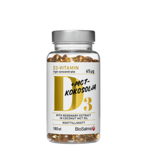 Vitamin D3 65μg i MCT-kokosolje 180 kapsler