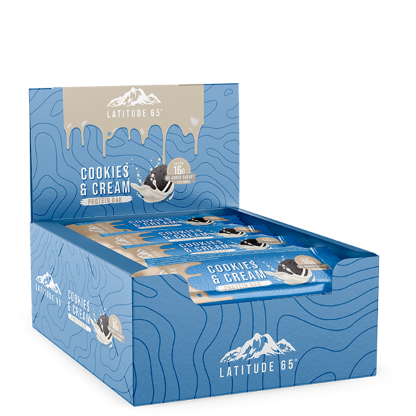 12 x Latitude 65 Protein Bar 45 g Cookies & Cream