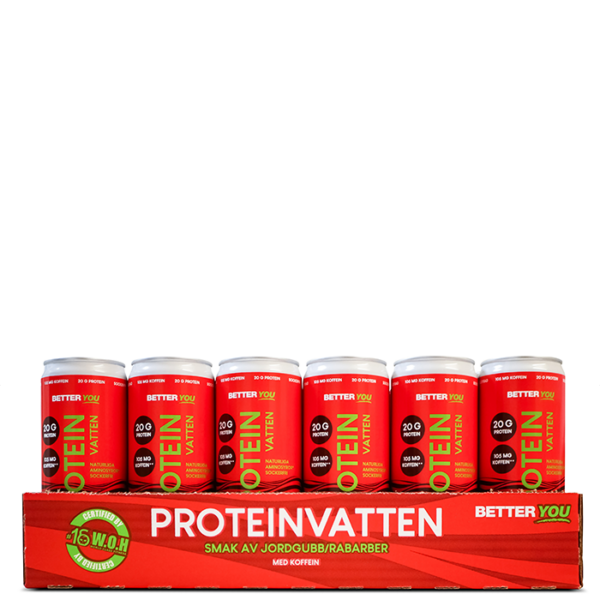 24 x Proteinvann Koffein Jordbær Rabarbra 330 ml