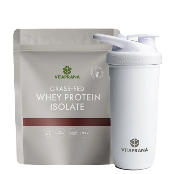 Grass-Fed Whey Protein Isolate 750 g + Stainless Steel Shaker White