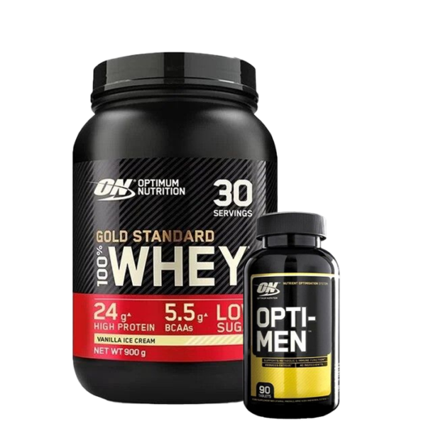 100 % Whey Gold Standard Myseprotein 908 g + Opti-Men